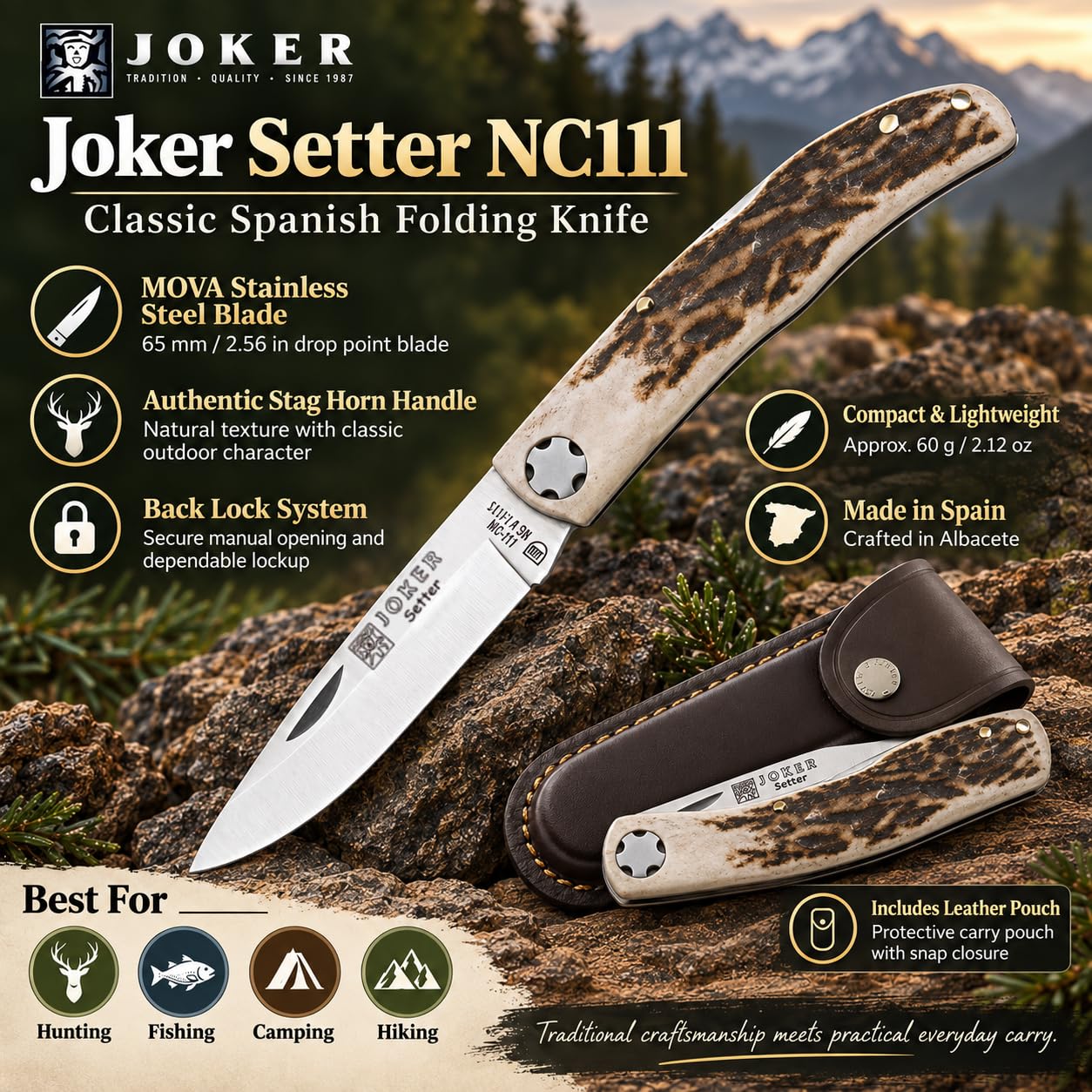 Joker Setter NC111 Taschenmesser 6,5 cm Hirschhorn