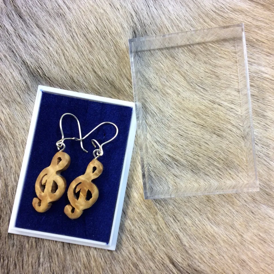 Wood Jewel Clef Ohrringe Birke Silberhaken Holz