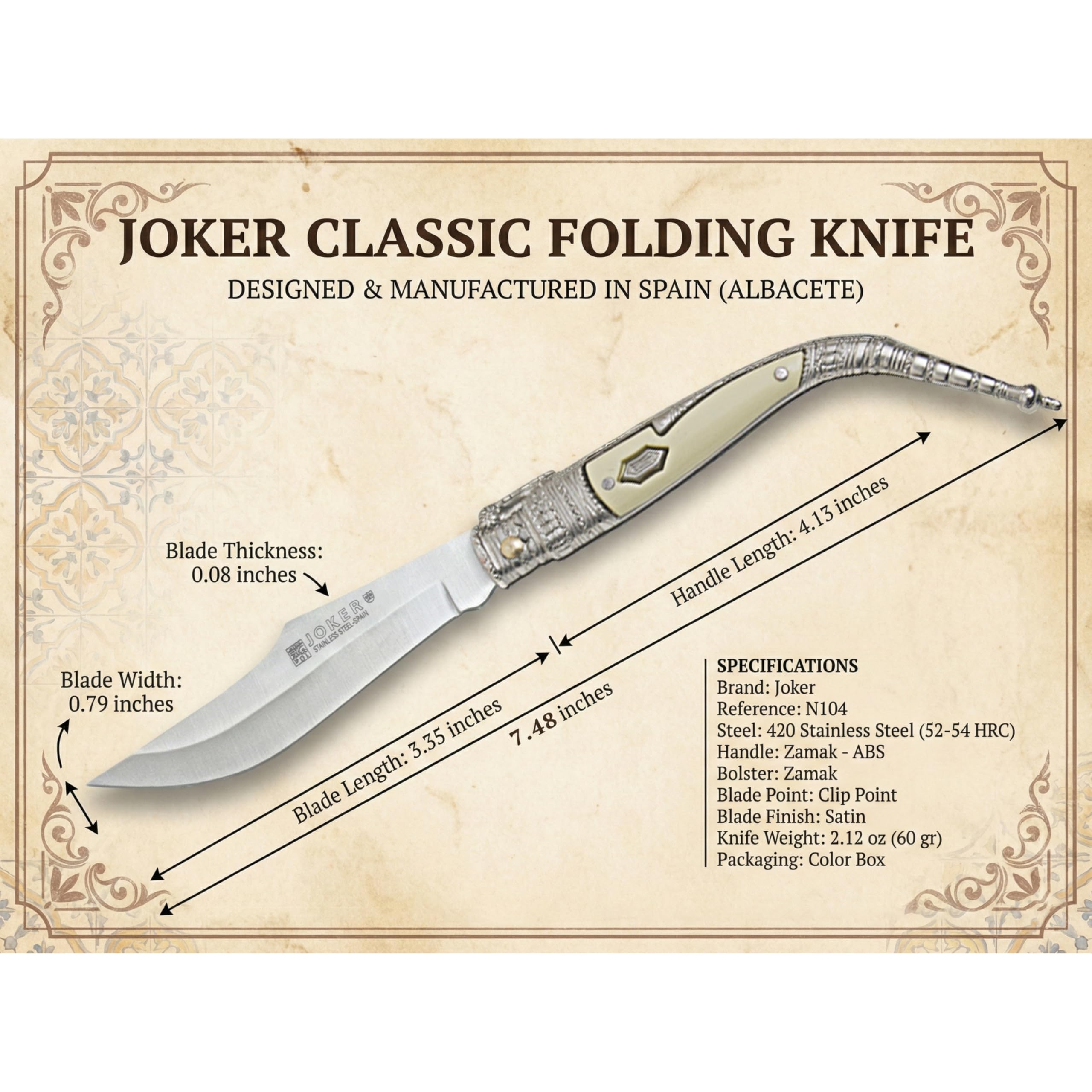 Joker N104B Taschenmesser Zamak 8,5 cm Clip-Point