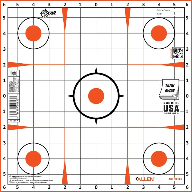 Allen EZ Aim Sight-In Scheibe Papier 100er Pack Orange