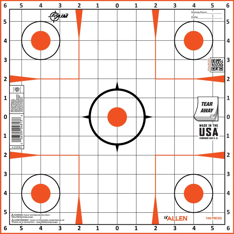 Allen EZ Aim Sight-In Scheibe Papier 100er Pack Orange