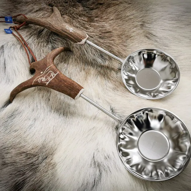 Wood Jewel Saunakelle Rengeweih Griff Lederband