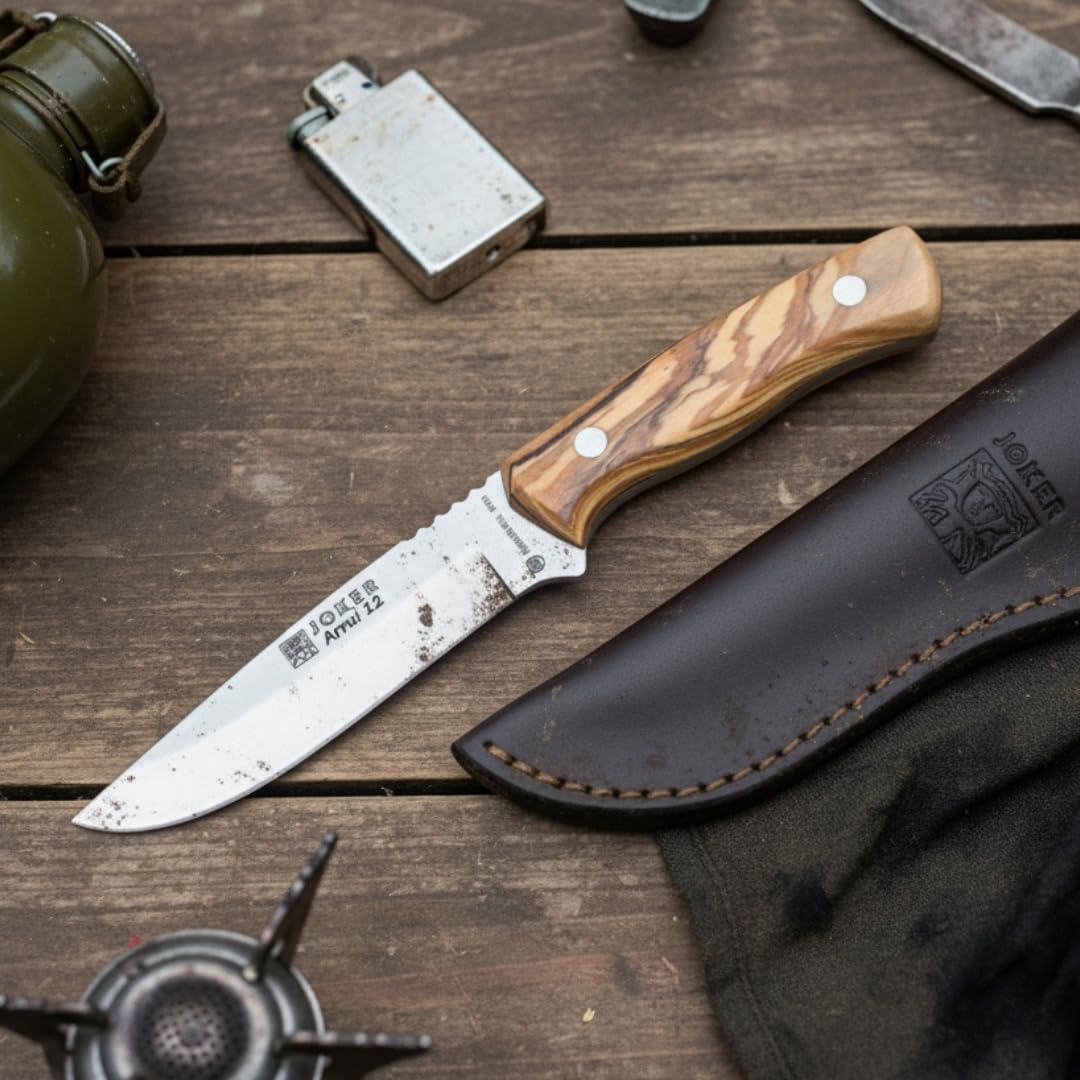 Joker Arrui CO63 Jagdmesser 12 cm Olivenholz