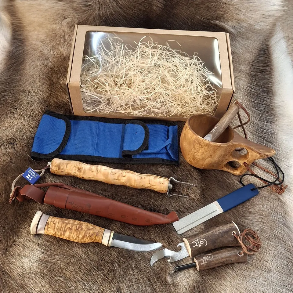 Wood Jewel Wilderness Survival-Set Maserbirke Feuerstahl Öffner