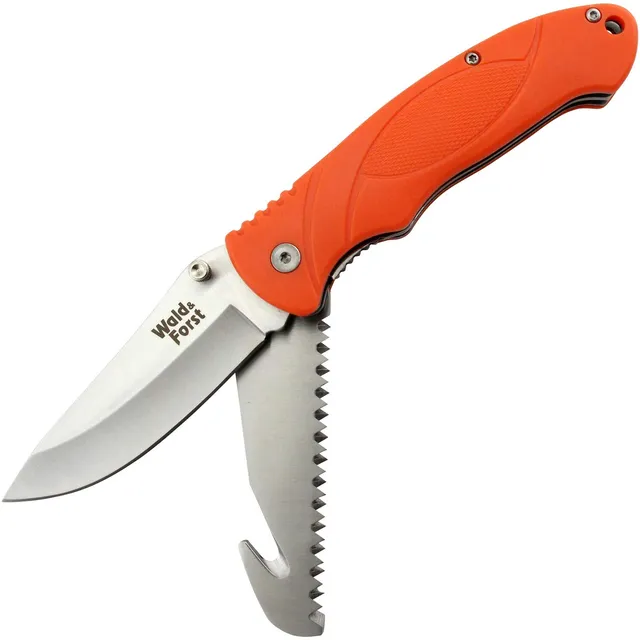 Wald & Forst Einhand Jagdmesser Orange 8 cm Säge