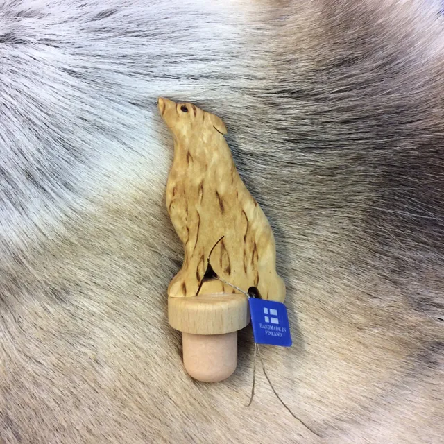 Wood Jewel Bottle Cap Wolf Flaschenstöpsel Maserbirke