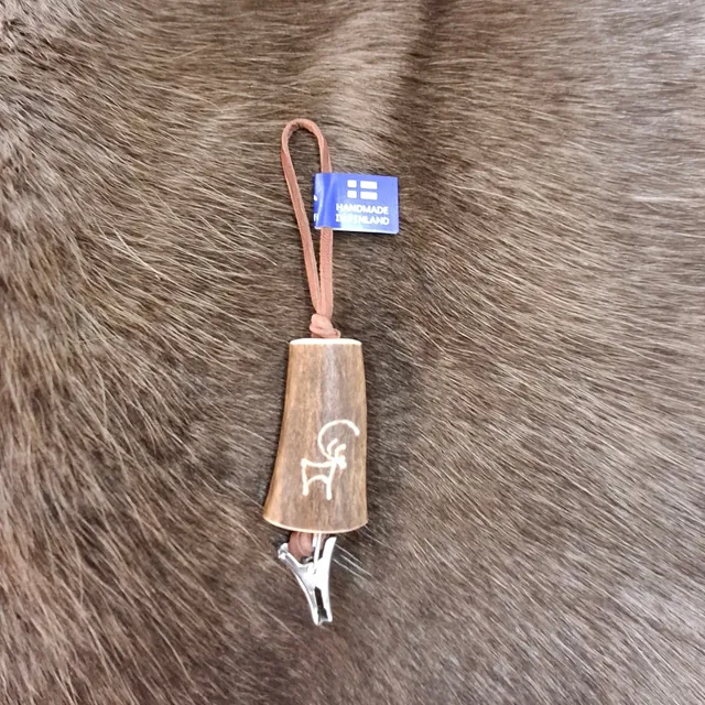 Wood Jewel Schlüsselanhänger Rentiergeweih Leder