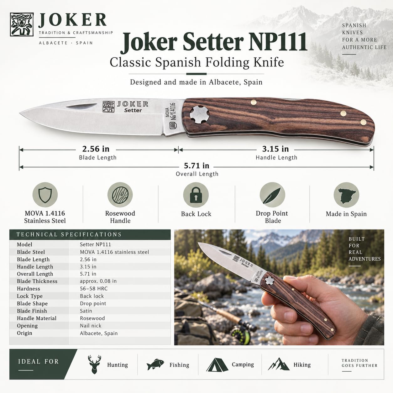 Joker Setter NP111 Taschenmesser Palisander 6,5 cm