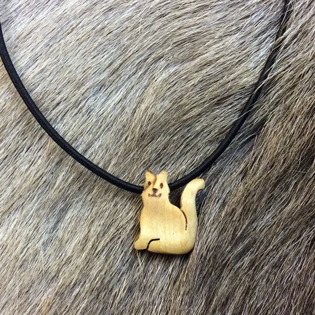 Wood Jewel Halskette Katze Gummiband Birke schwarz