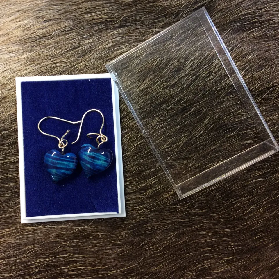 Wood Jewel 207cK Ohrringe Herz Blau Maserbirke