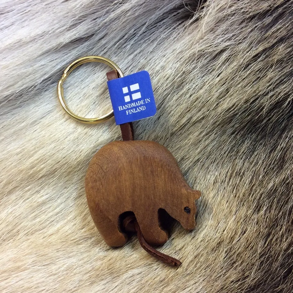 Wood Jewel 307T Schlüsselanhänger Bär Leder dunkel