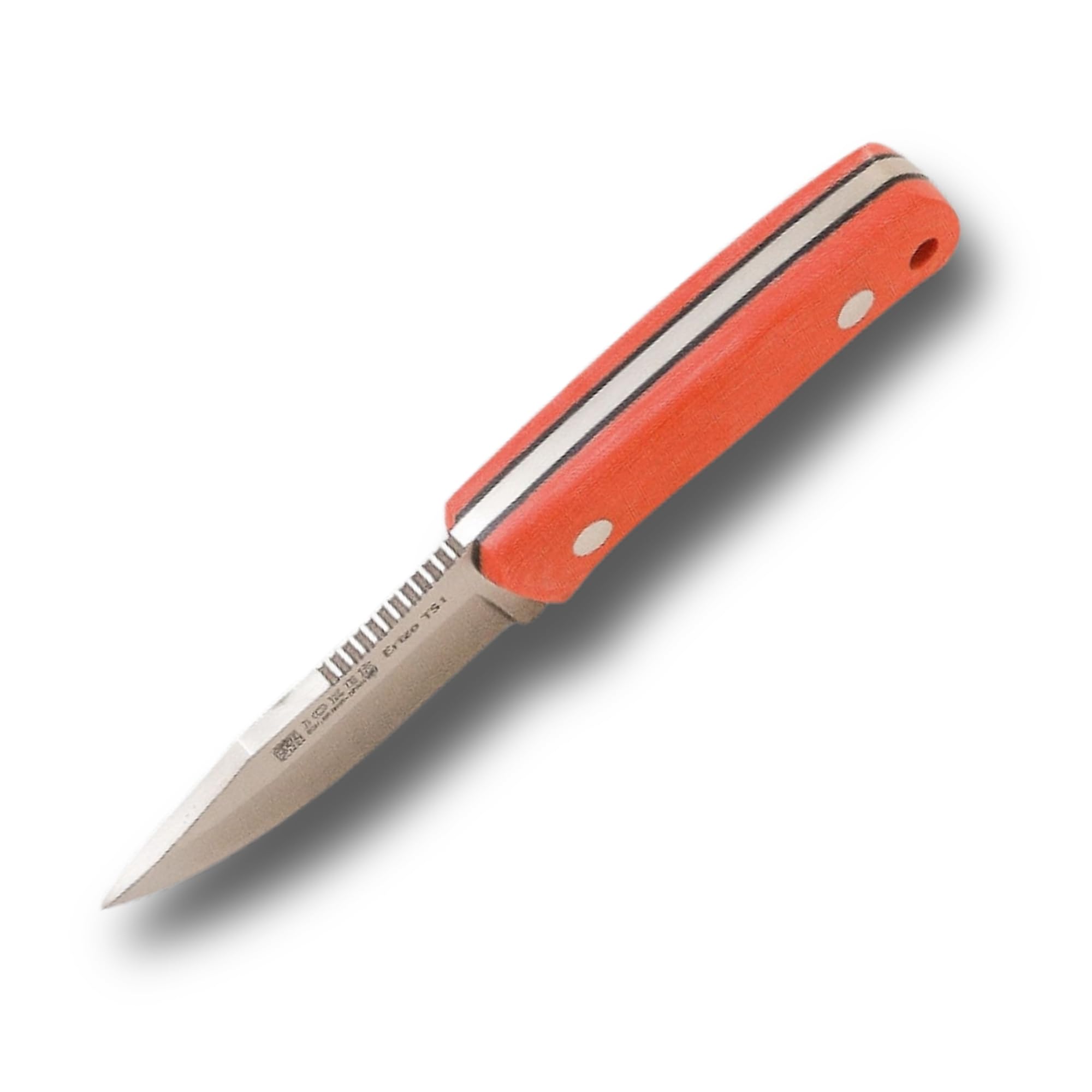 Joker Erizo TS1 CN81 Jagdmesser Orange 7,5 cm Micarta