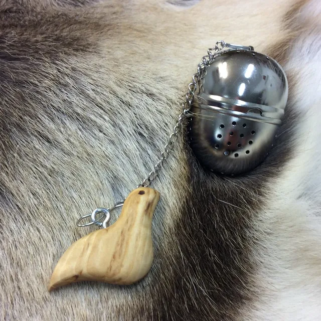 Wood Jewel Teekugel Moorschneehuhn Birke Edelstahl