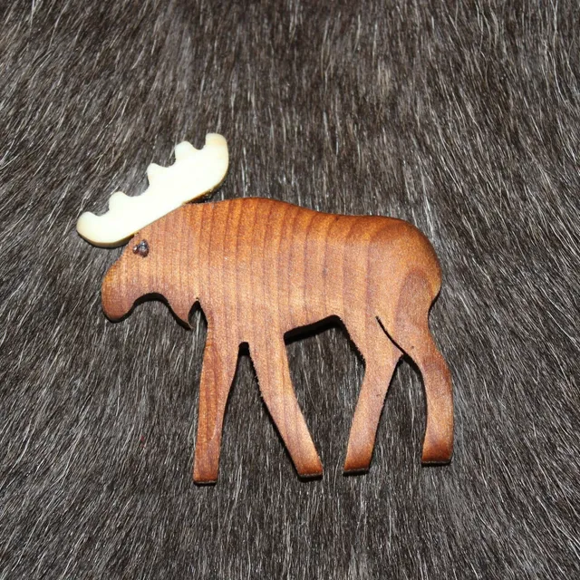 Wood Jewel Moose dark Magnet Elch Räucherbirke