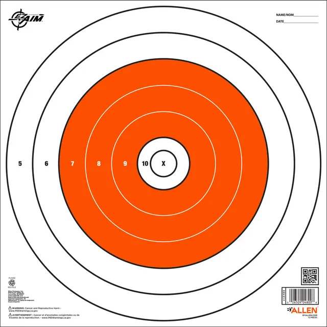 Allen EZ Aim Bullseye Zielscheiben 30 cm 12er Orange-Weiß