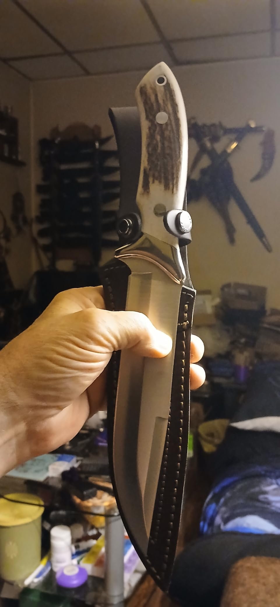 Joker Antílope CC02 Jagdmesser Hirschhorn Lederscheide