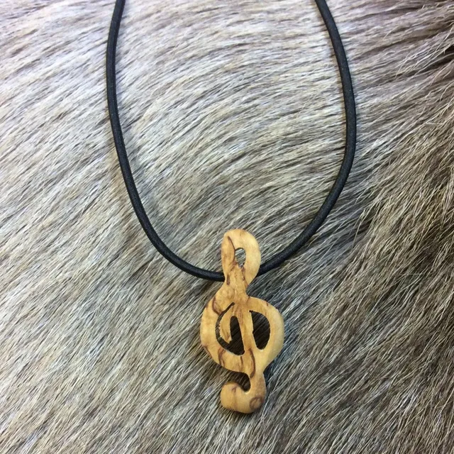 Wood Jewel Clef Halskette Gummiband Birke Schwarz