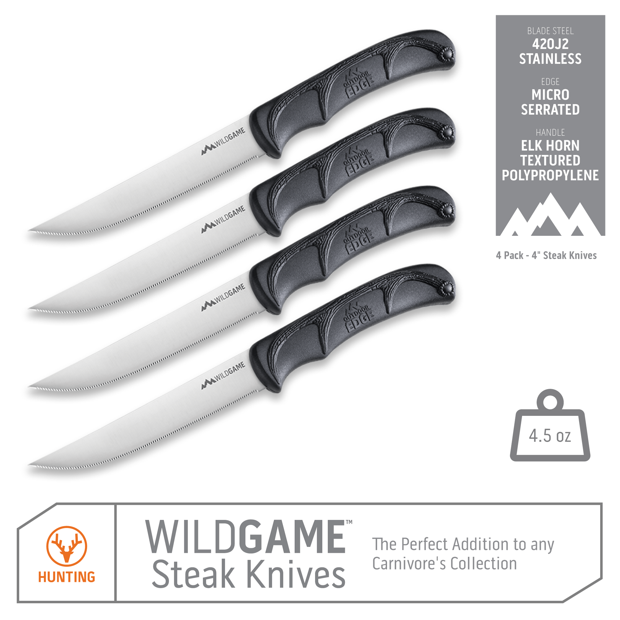 Outdoor Edge Wildgame Steakmesser Set Schwarz Mikroschliff