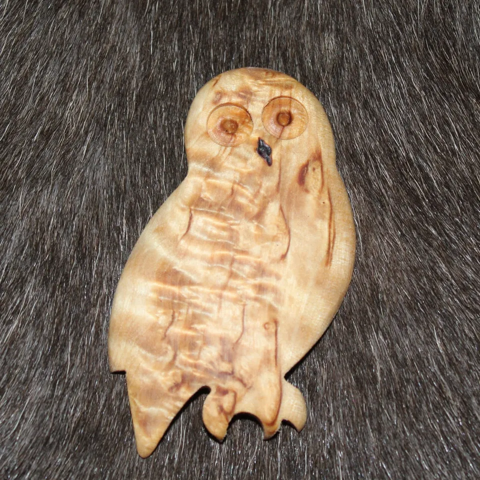 Wood Jewel Eule Magnet Birke Kühlschrank