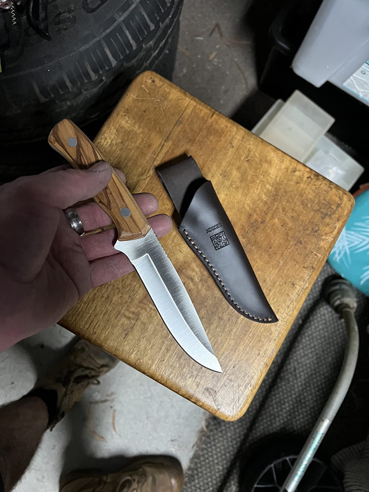 Joker Arrui CO63 Jagdmesser 12 cm Olivenholz