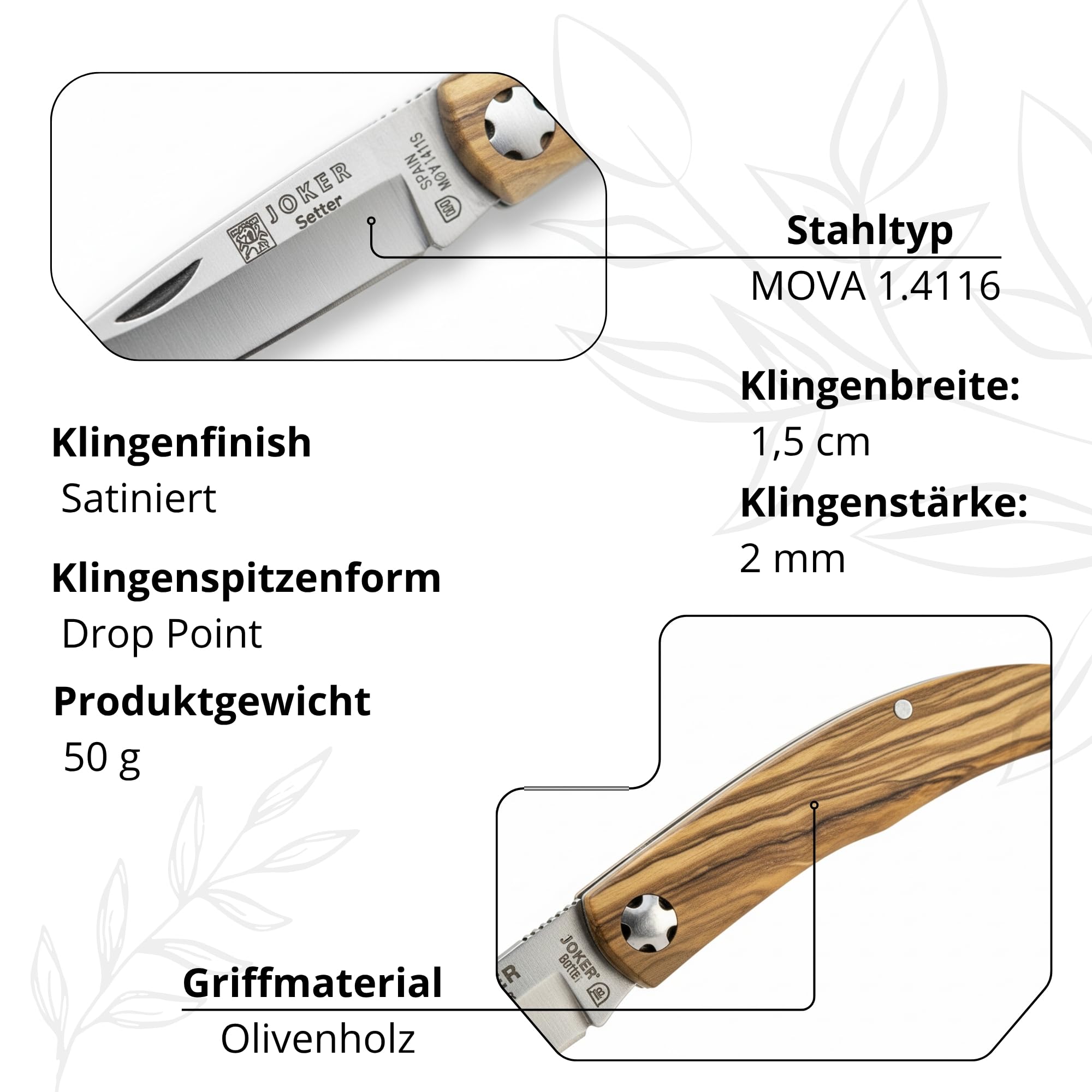 Joker Setter NO112 Taschenmesser Olivenholz 6,5 cm