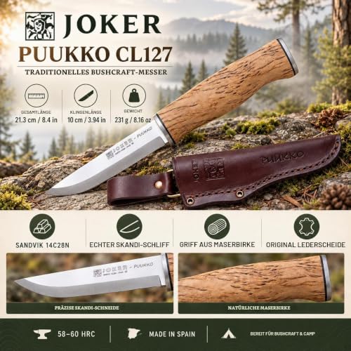 Joker Puukko CL127 Jagdmesser Birke 10 cm