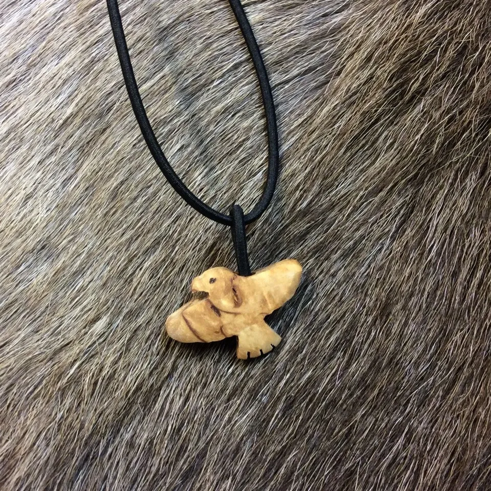 Wood Jewel Eagle Halskette Gummiband Birke Schwarz