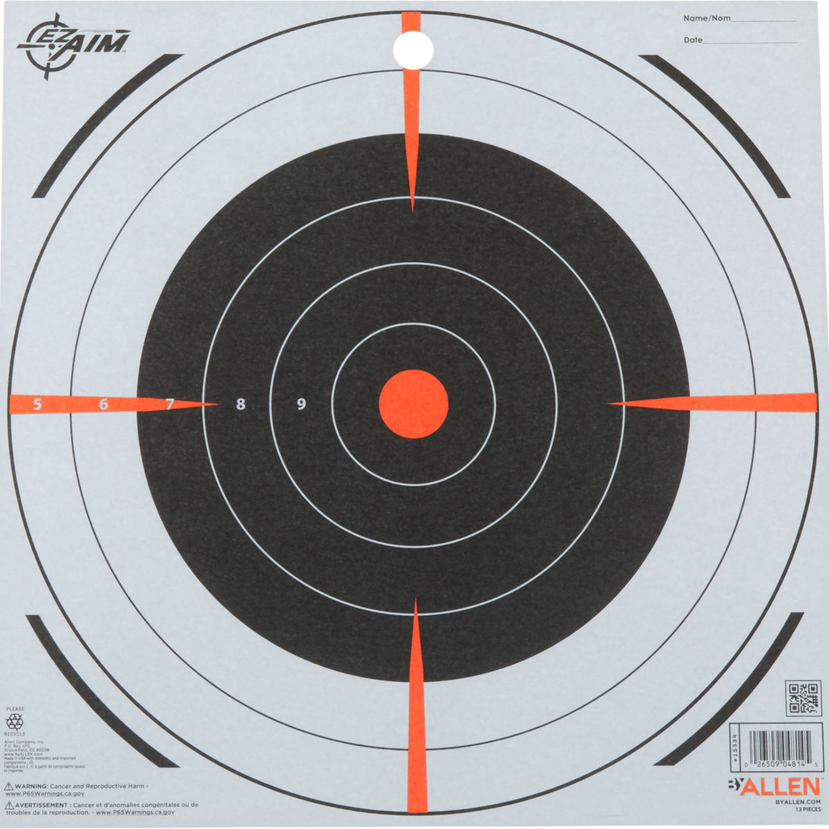 Allen Bullseye 12" Papier-Zielscheibe 13er Pack Orange