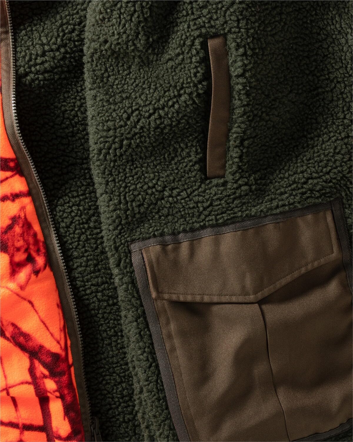 Wald & Forst Faserpelz Wendejacke M Signalcamo/Oliv geräuscharm
