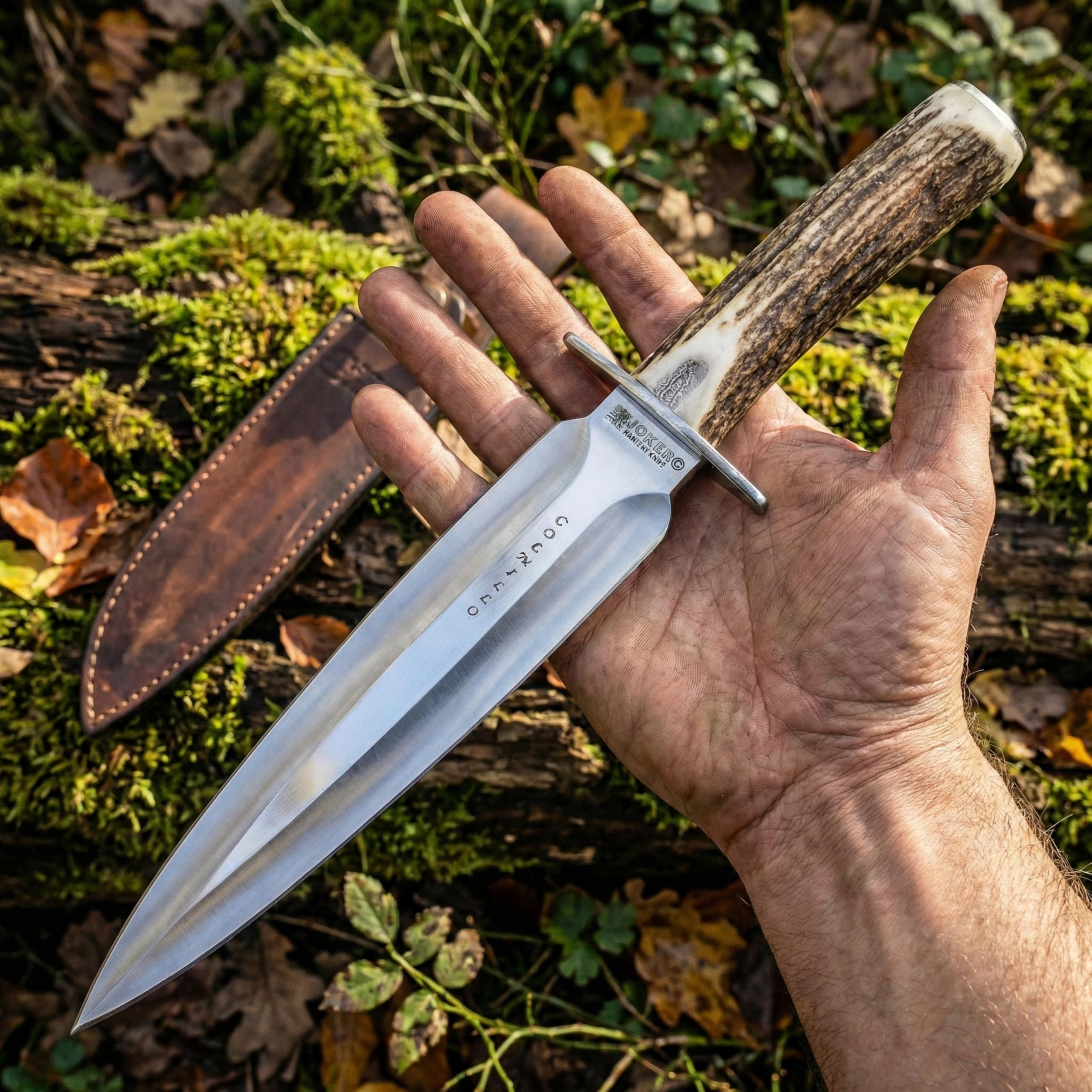 Joker Colmillo CC108 Jagdmesser Hirschhorn Lederscheide