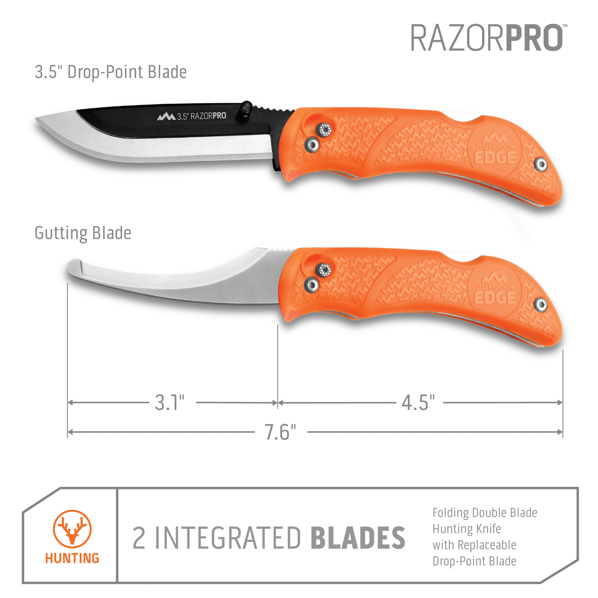 Outdoor Edge RazorPro G Jagdmesser-Set mit Säge orange