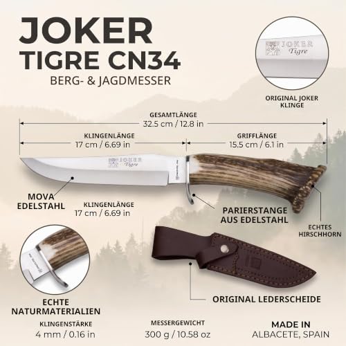 Joker Tigre CN34 Jagdmesser Hirschkrone 17 cm