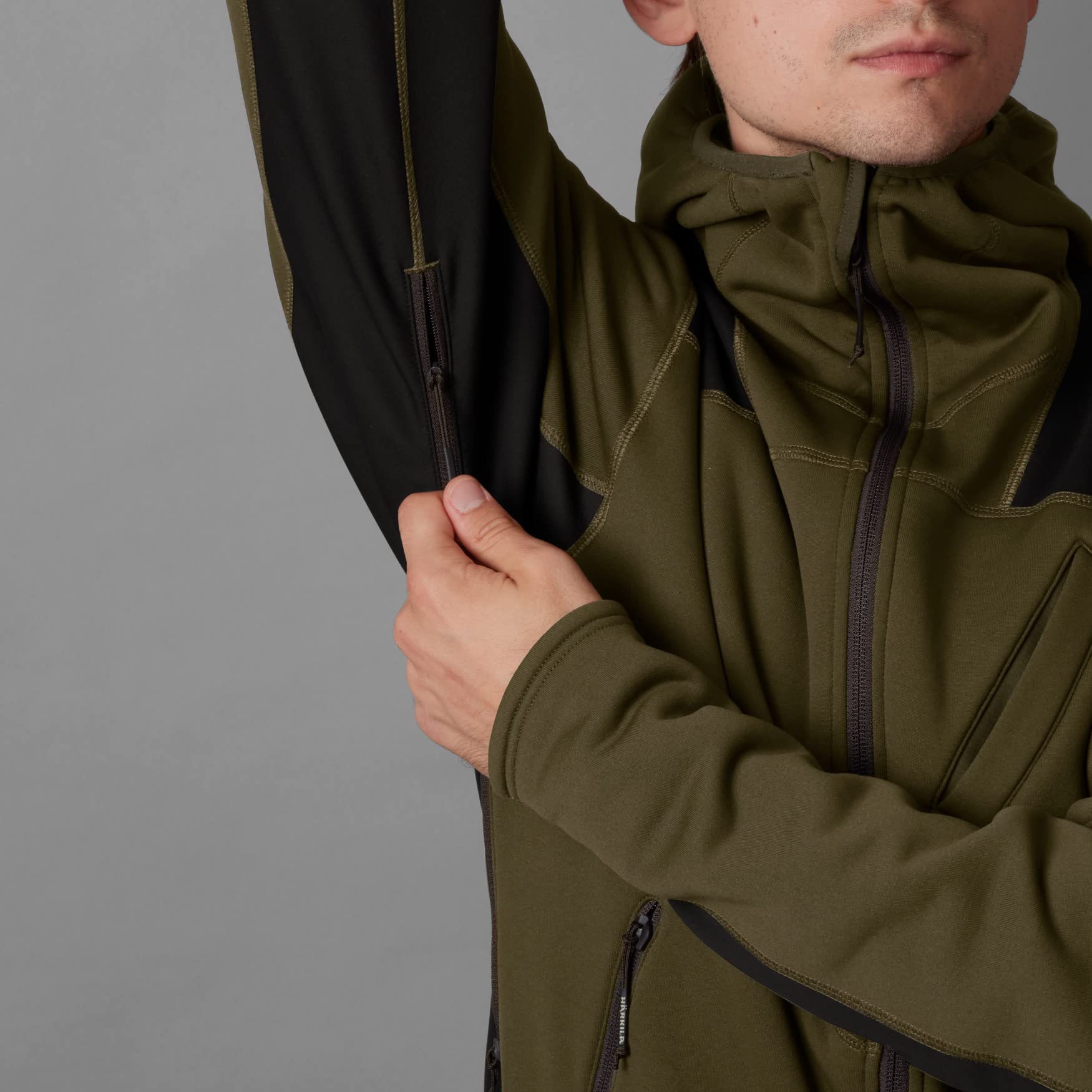 Härkila Deer Stalker Fleece-Hoodie Willow Green geräuscharm