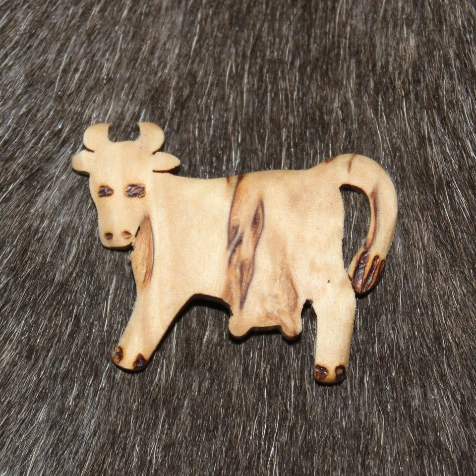 Wood Jewel Cow Magnet Birke Kuh