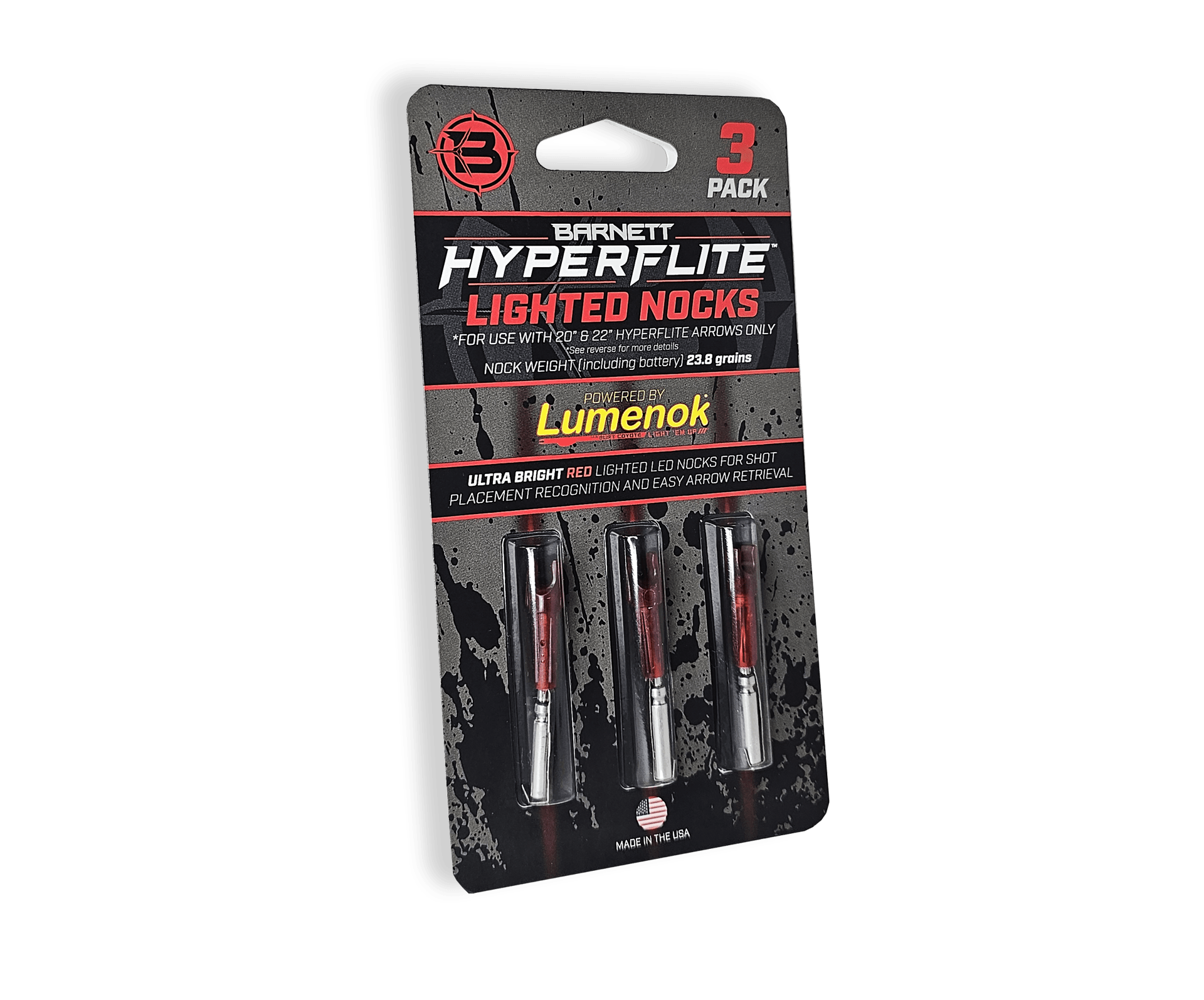 Barnett Hyperflite Leuchtnocke Rot 3er Pack LED