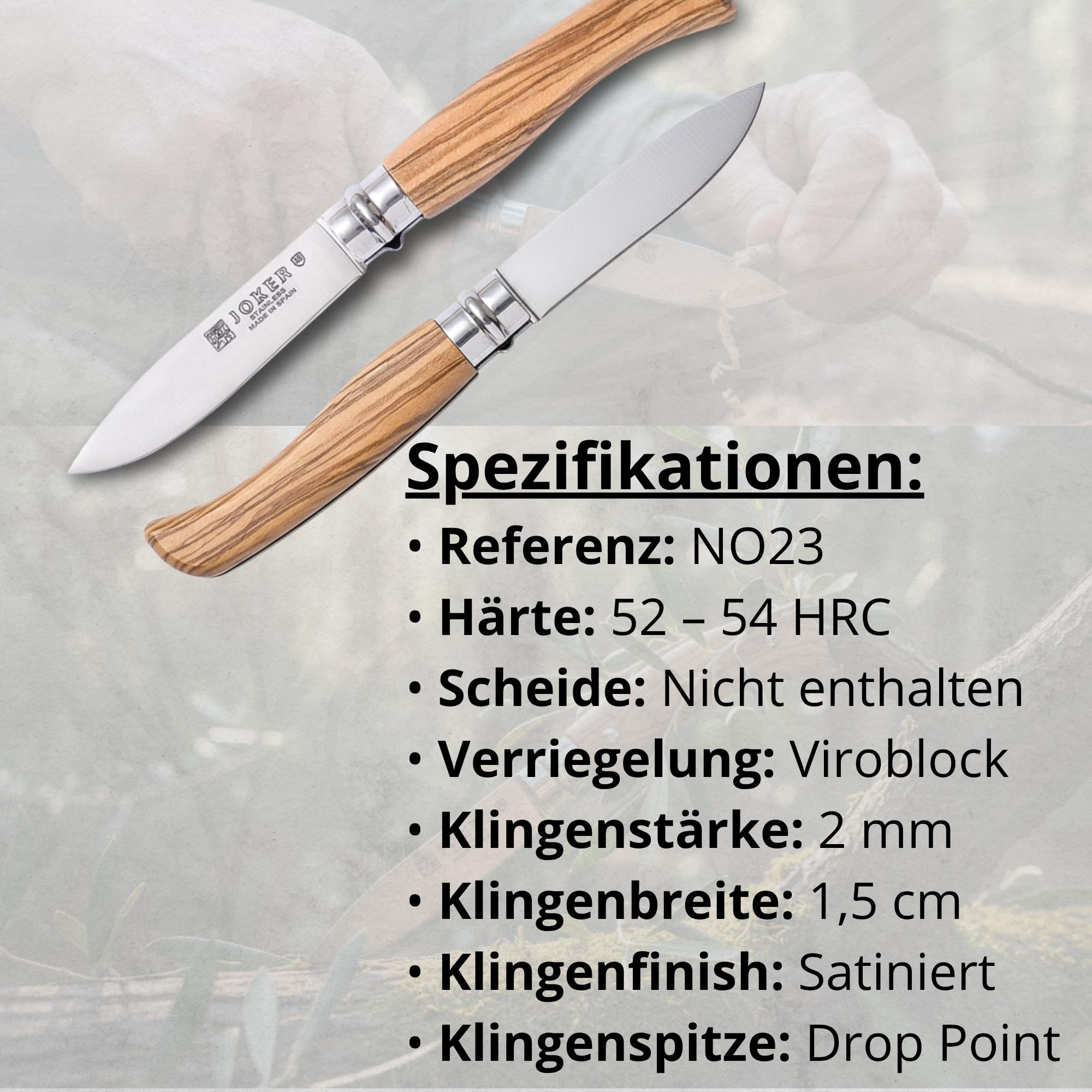 Joker NO23 Taschenmesser 8 cm Olivenholz