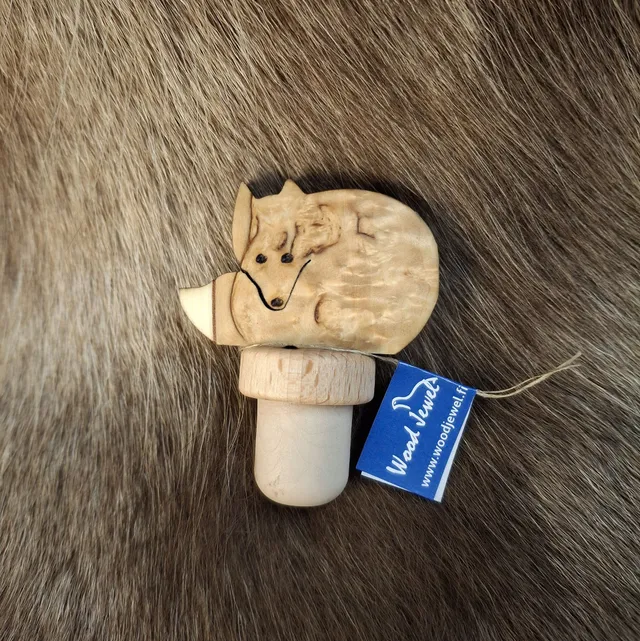 Wood Jewel Fox Flaschenverschluss Maserbirke Silikon