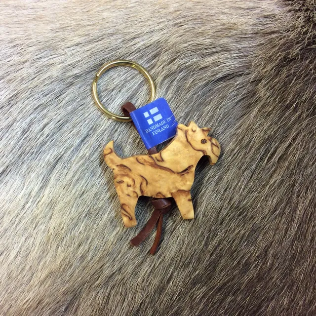 Wood Jewel Terrier Schlüsselanhänger Lederband Maserbirke
