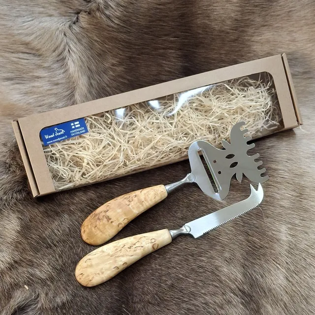 Wood Jewel 42C Käse-Set Elch Maserbirke 2-teilig