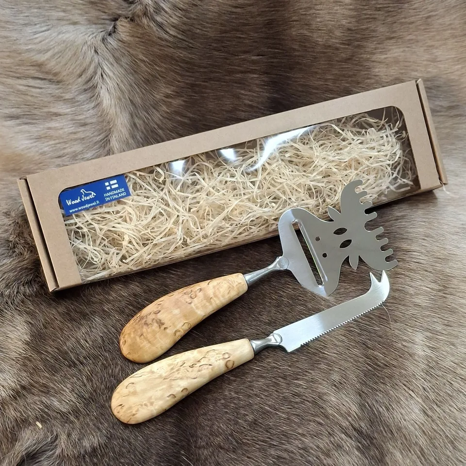Wood Jewel 42C Käse-Set Elch Maserbirke 2-teilig