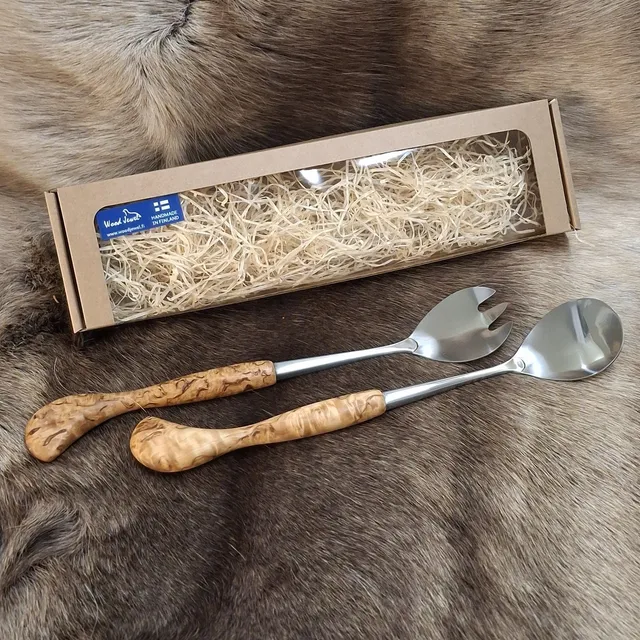 Wood Jewel 46 Salatbesteck Maserbirke Geschenkbox