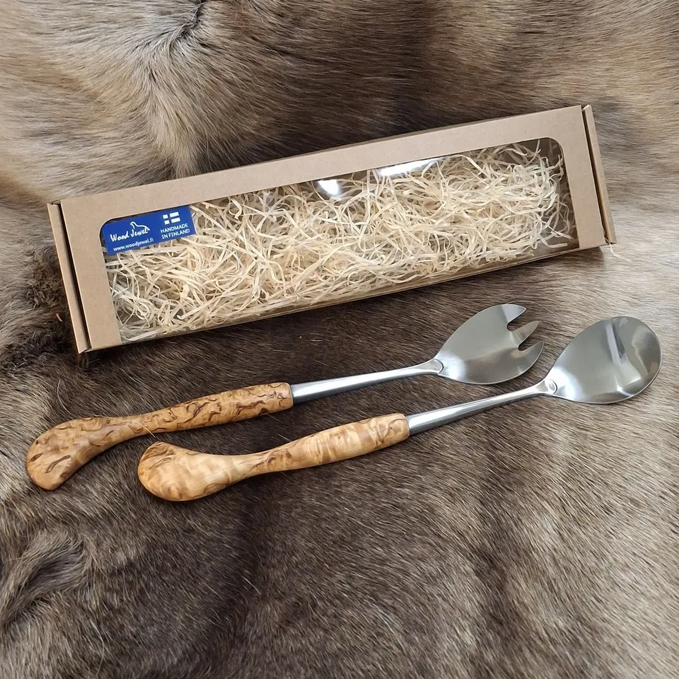 Wood Jewel 46 Salatbesteck Maserbirke Geschenkbox