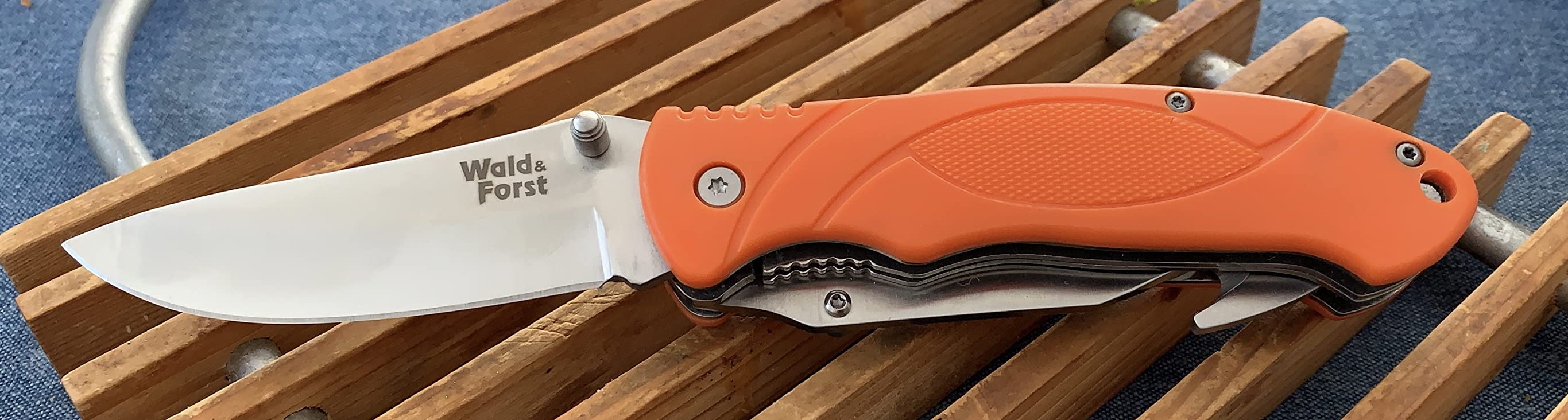 Wald & Forst Einhand Jagdmesser Orange 8 cm Säge