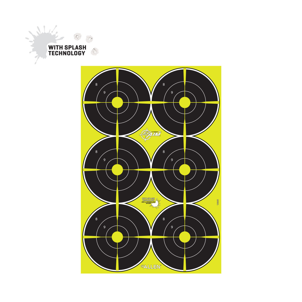 Allen Splash Reactive Bullseye Zielscheiben 6er Schwarz reaktiv