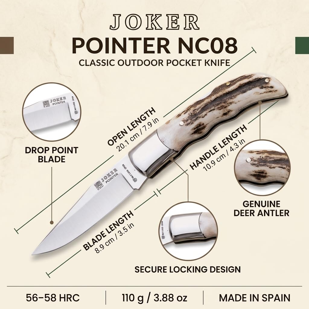 Joker Pointer NC08 Taschenmesser Hirschhorn 9 cm