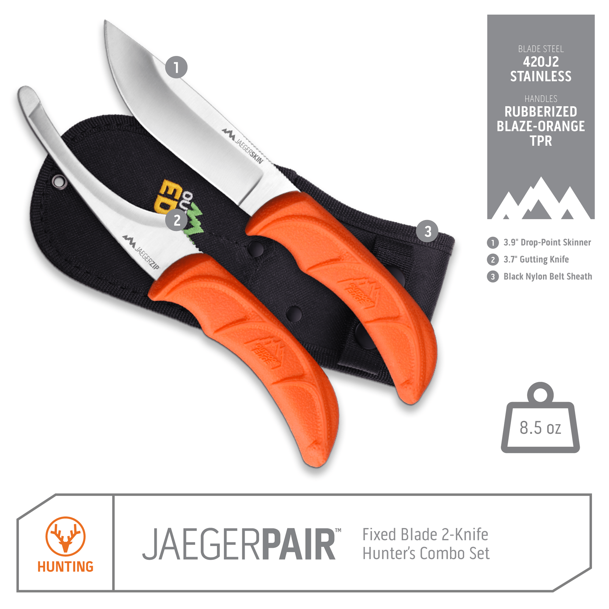 Outdoor Edge JaegerPair Jagdmesser-Set feststehend orange