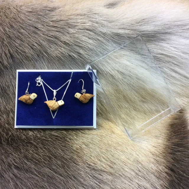Wood Jewel Schmuckset Moorschneehuhn Birke Silber