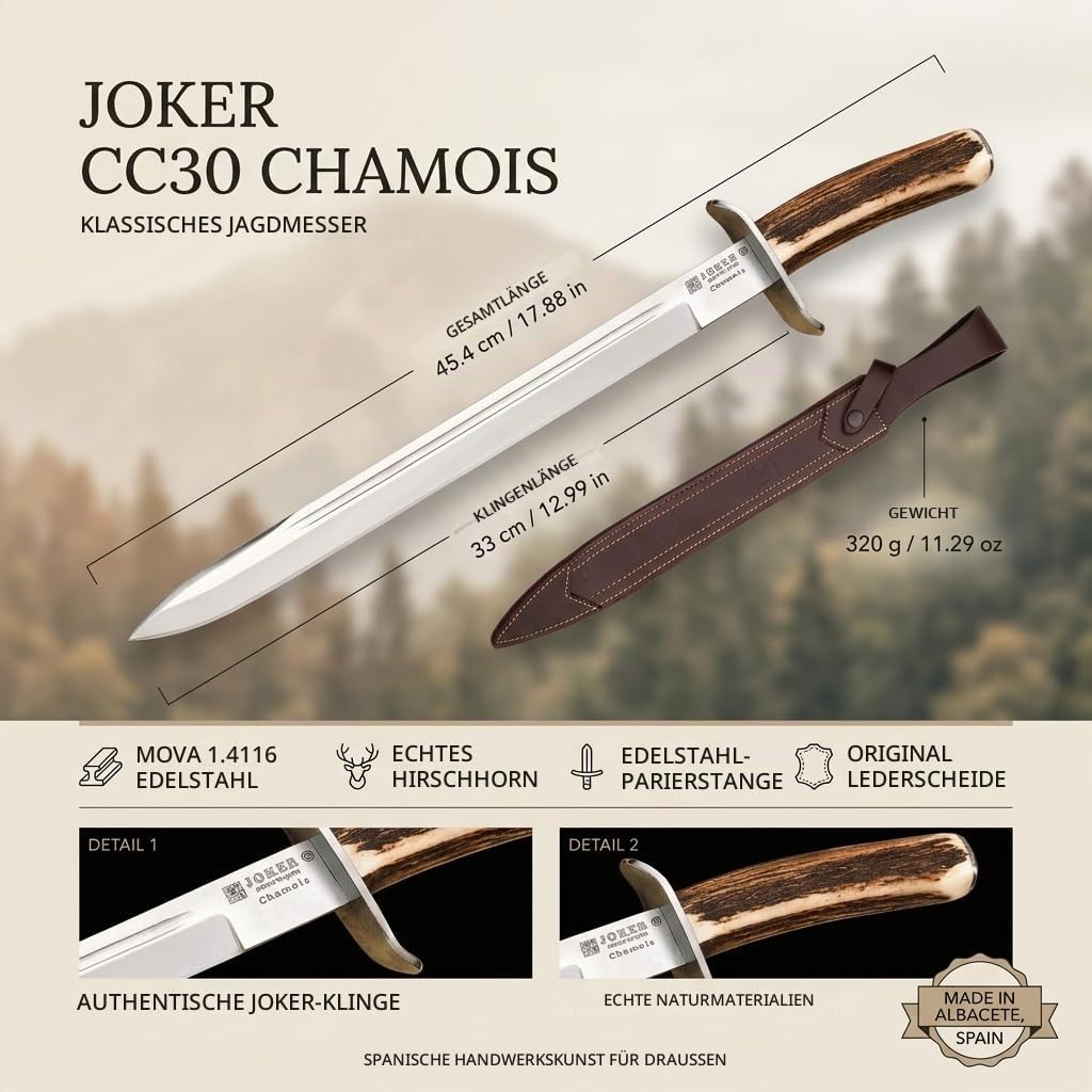 Joker Chamois CC30 Jagdmesser Hirschhorn 33 cm