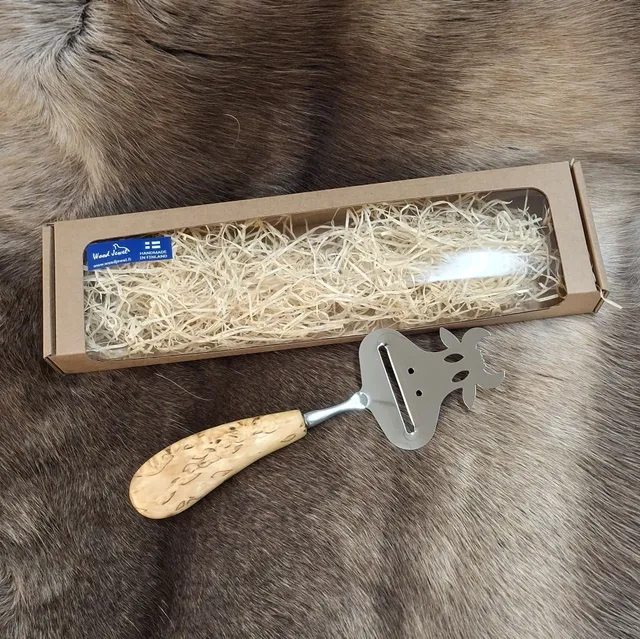Wood Jewel Käsehobel Kuh Maserbirke Geschenkbox