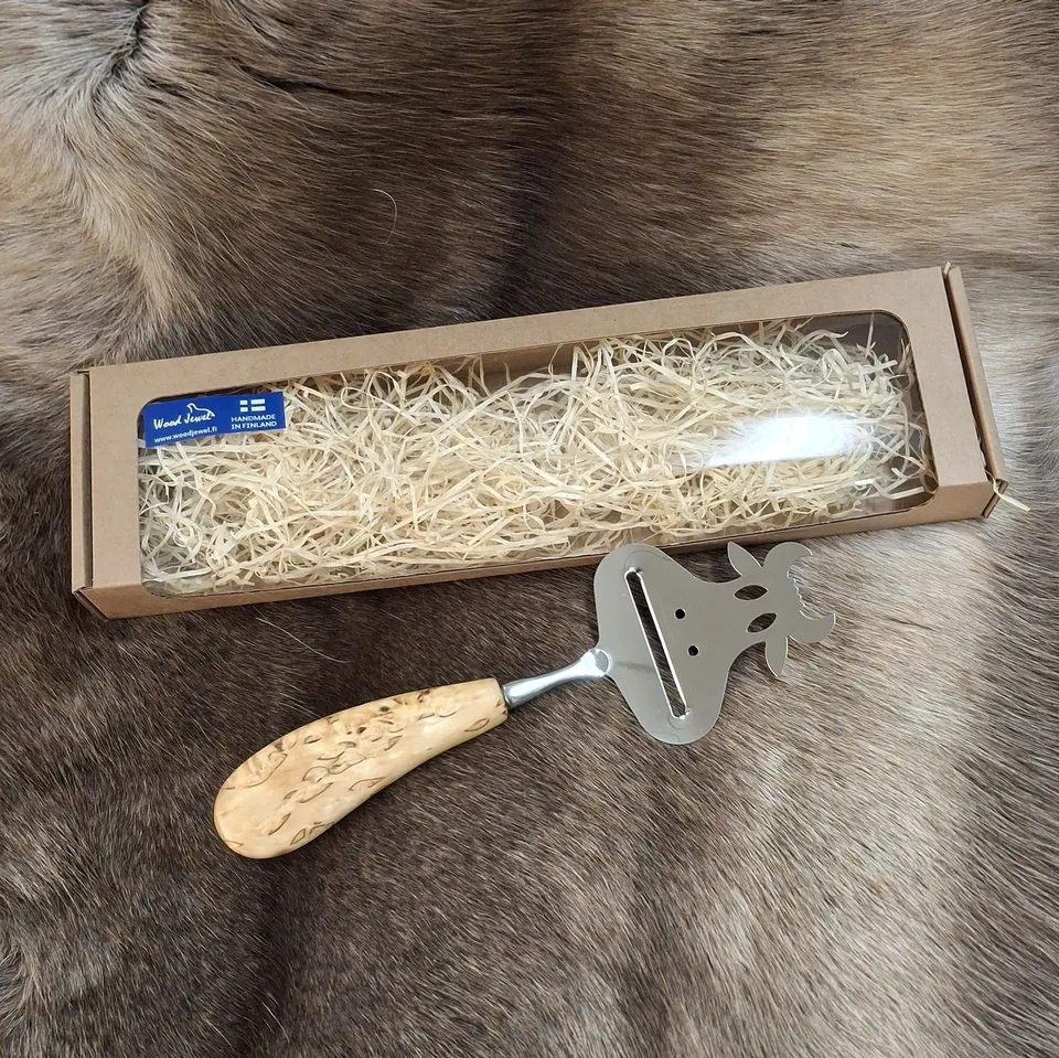 Wood Jewel Käsehobel Kuh Maserbirke Geschenkbox